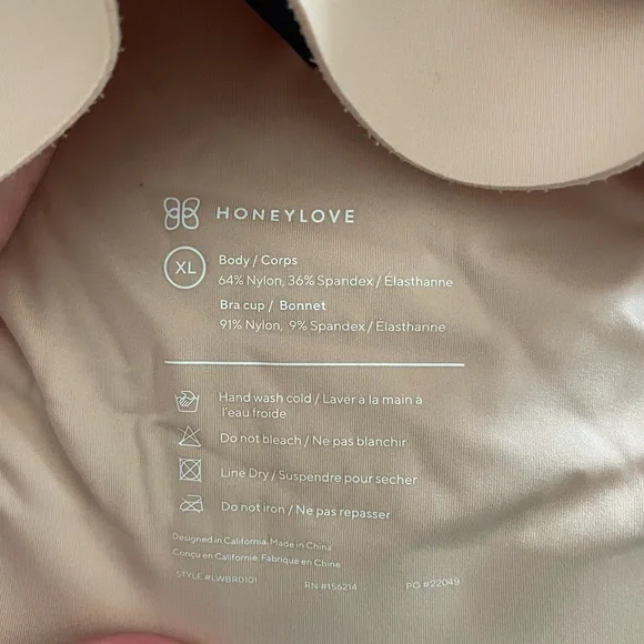 Honeylove. Wireless V neck bra -XL rose tan - Picture 3 of 4